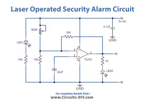 Laser Operated Security Alarm Circuit