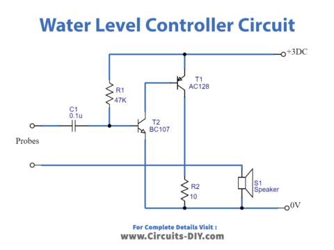 Simplest Water Level Controller Circuit with Buzzer