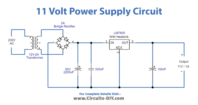 11 Volt Power Supply Using LM7811