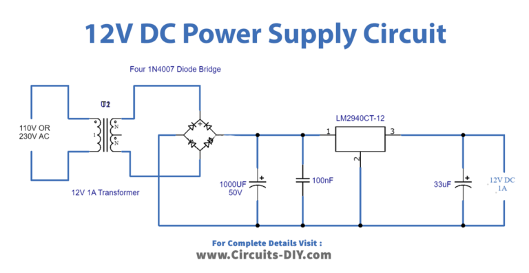 12V Regulated Power Supply Using LM2940T IC