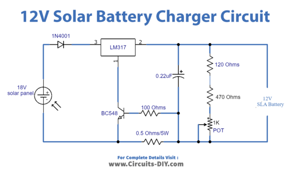 Solar Battery Charger Circuit with Transistor