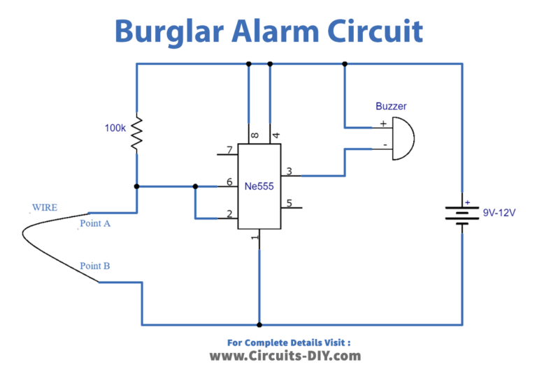 Wire Break Or Burglar Alarm Using 555