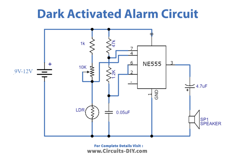 Dark Activated Alarm Using 555 Timer IC