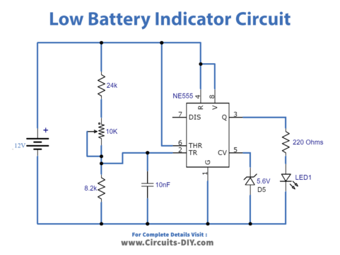 555 Low Battery Indicator For 12V Batteries