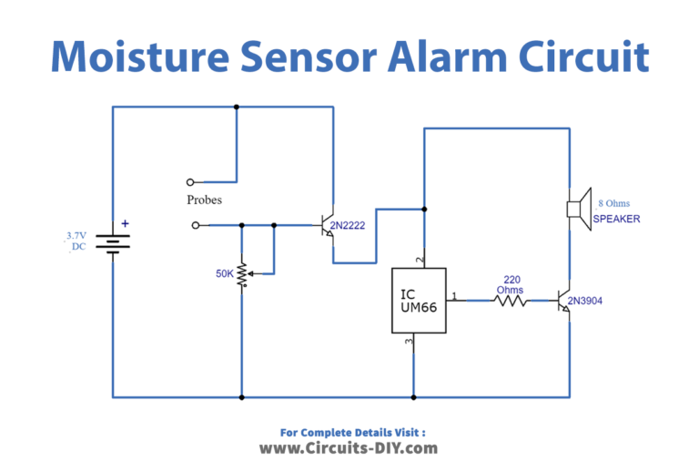 Moisture Sensor Alarm using 2N2222 Transistor