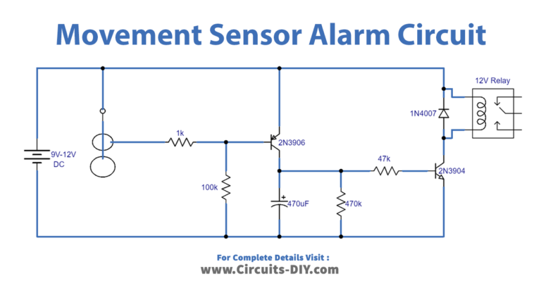 Movement Sensor Alarm Using 555 IC