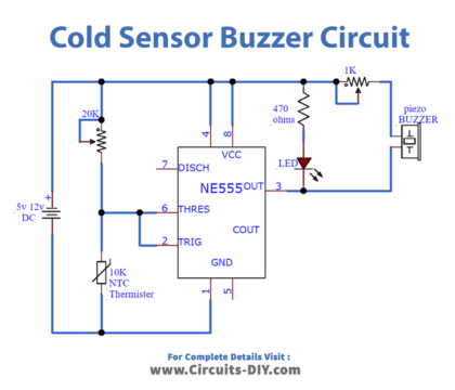 Cold Sensor Alarm Switch Using 555 IC