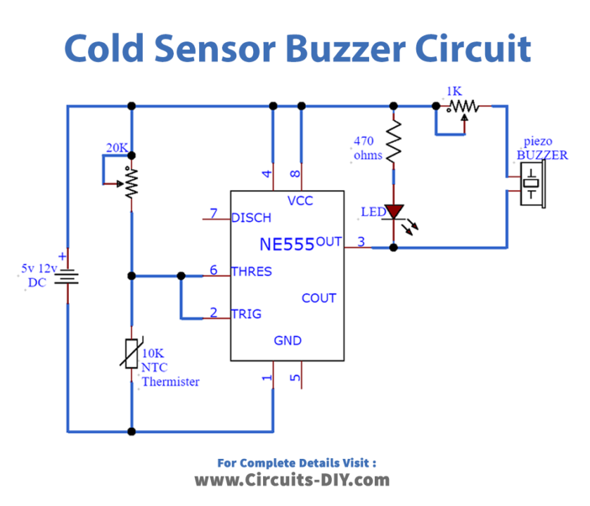 Cold Sensor Alarm Switch Using 555 IC