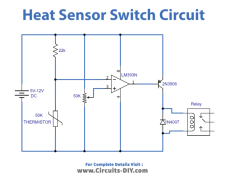 Heat Sensor Switch Using LM393N Voltage Comparator IC