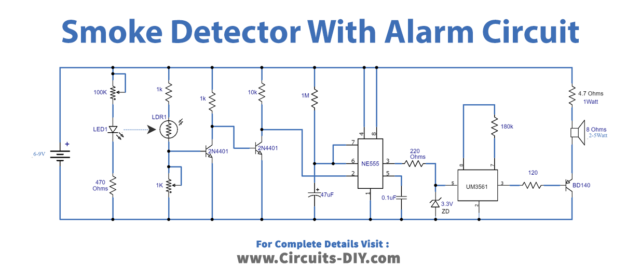 Smoke Detector Alarm using UM3561 IC