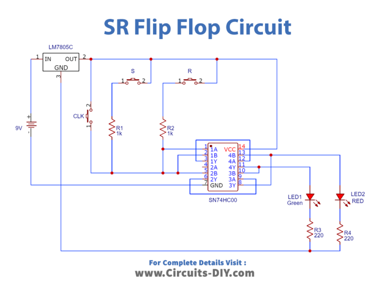 SR Flip Flop Circuit 74HC00 - Truth Table